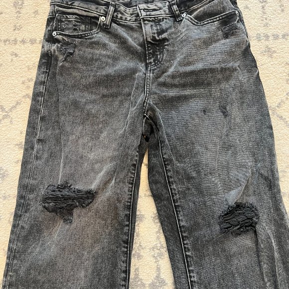 Express Black 90s Ankle Boot Distressed Cropped Jeans - Picture 4 of 8